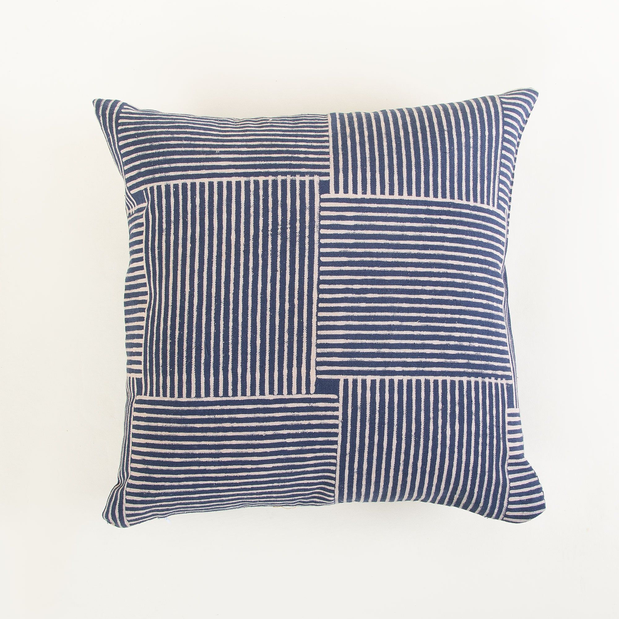 Blue Hand Block Print Cotton Canvas Cushion Cover